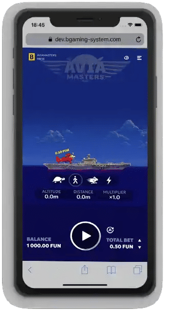 Voorbereidingsscherm in Avia Masters op een smartphone met inzetopties