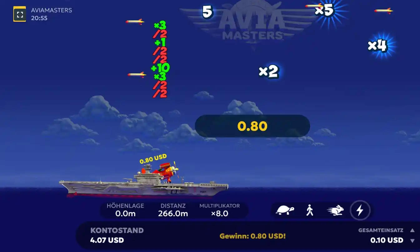 Spielszene von mit Multiplikatoren und Gewinnen.