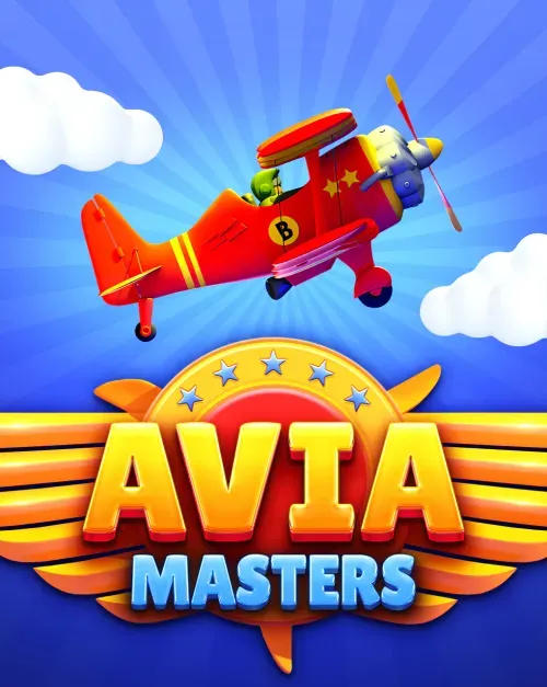 Avión rojo volando sobre el logotipo del juego con alas y estrellas en el fondo.