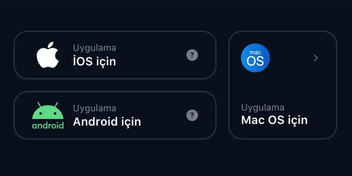 iOS, Android ve Mac OS için indirilebilir uygulama seçenekleri
