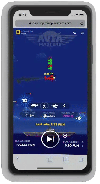 Flugzeug fliegt mit x100.5 Multiplikator über Flugzeugträger auf dem Smartphone