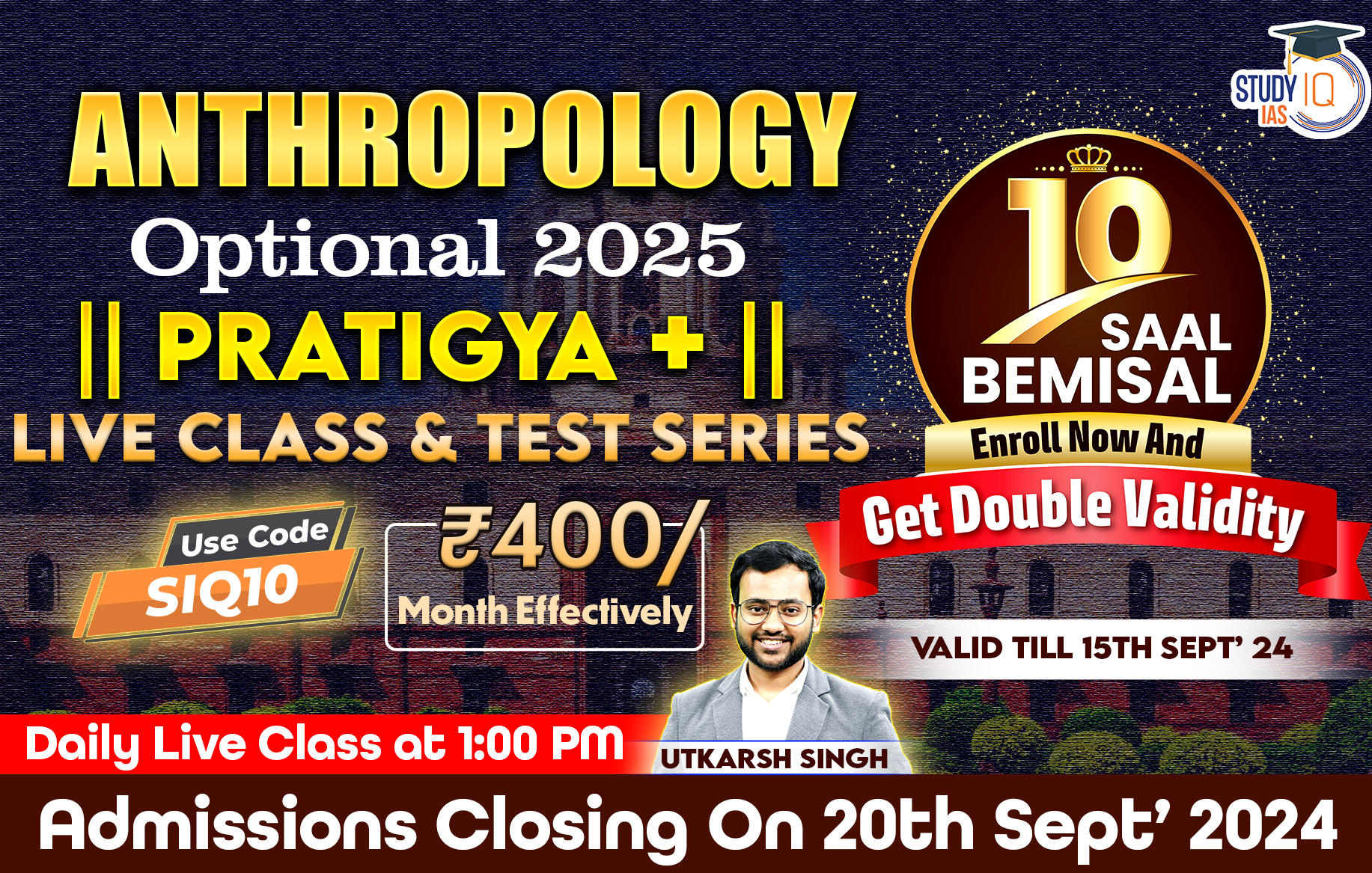 UPSC IAS (Mains) Anthropology Optional Live 2025 (Comprehensive) Pratigya+ Batch