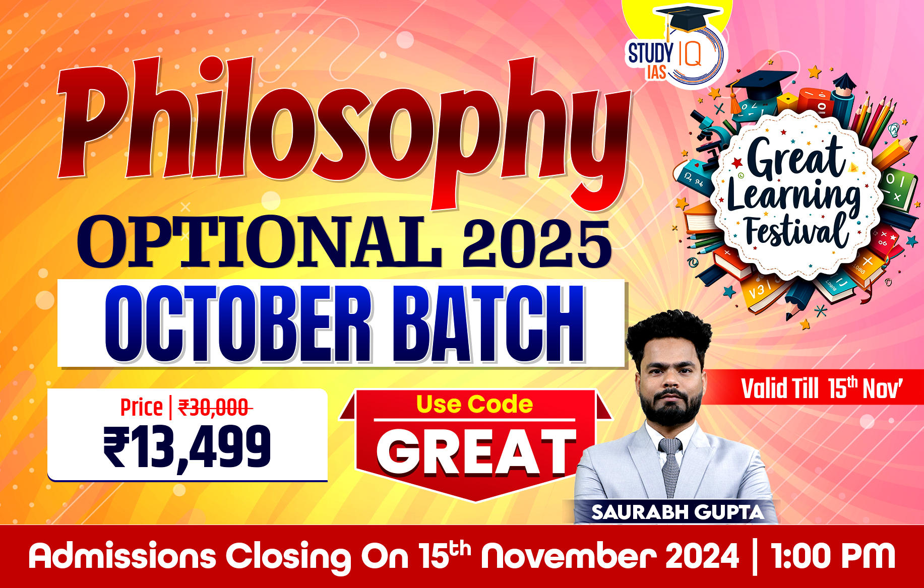 UPSC IAS (Mains) Philosophy Optional Live 2025 (Comprehensive) Pratigya+ October Batch