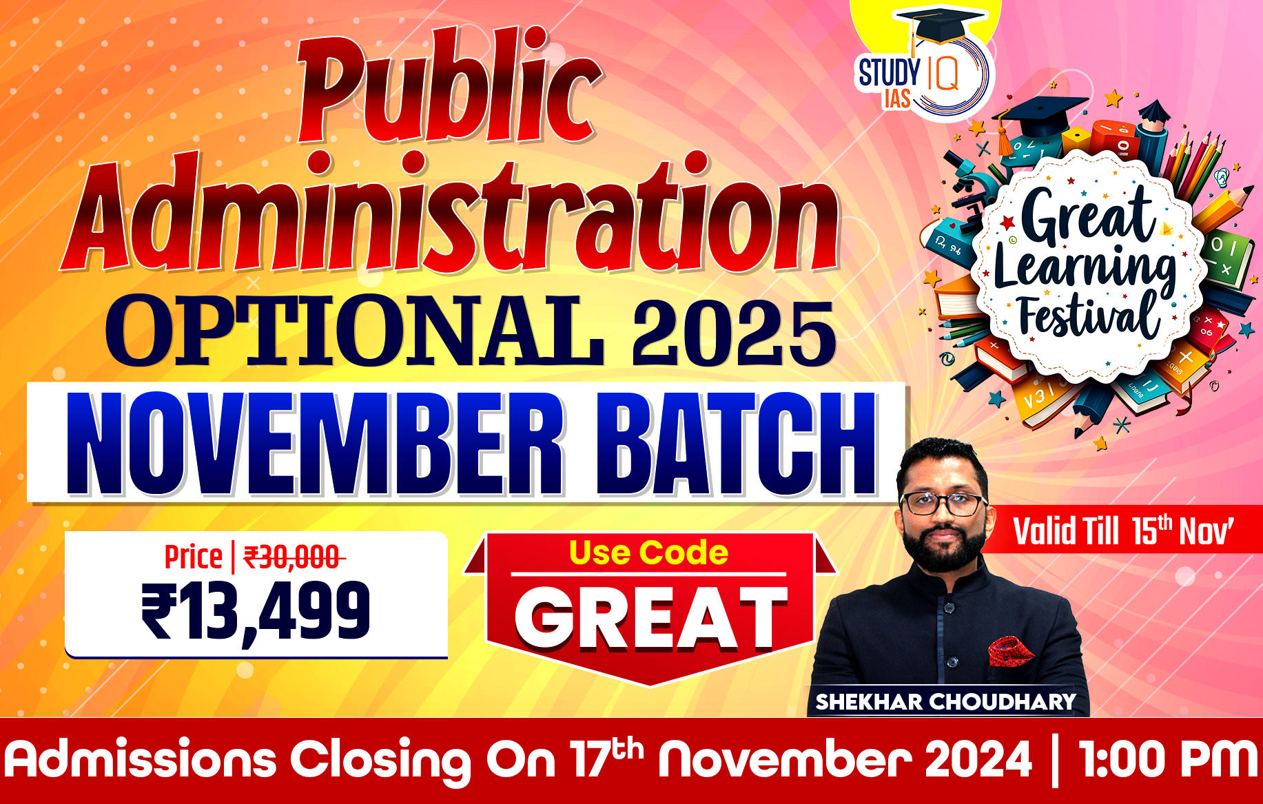 UPSC IAS (Mains) Public Administration Optional Live 2025 (Comprehensive) Pratigya+ November Batch