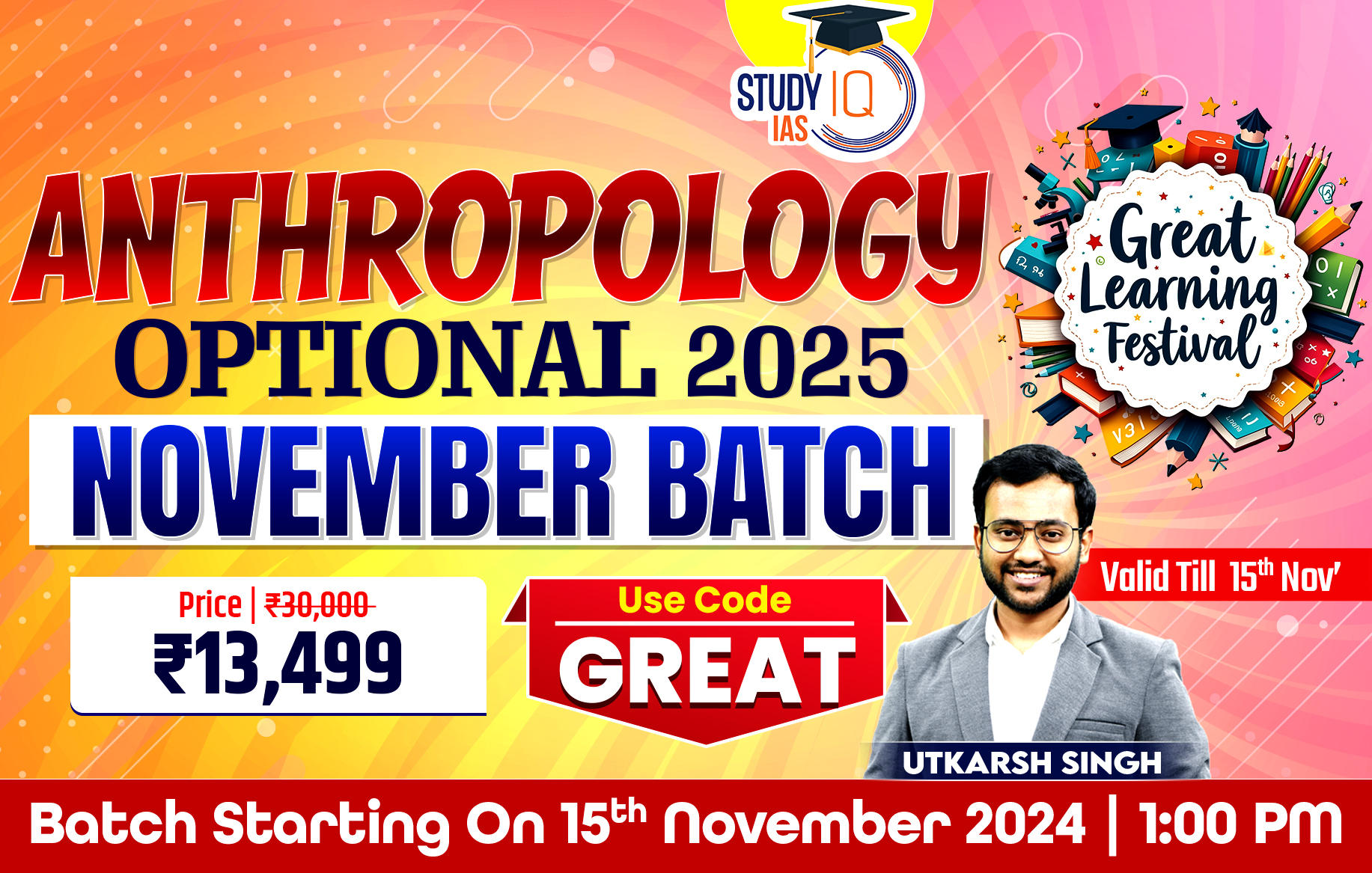 UPSC IAS (Mains) Anthropology Optional Live 2025 (Comprehensive) Pratigya+ November Batch