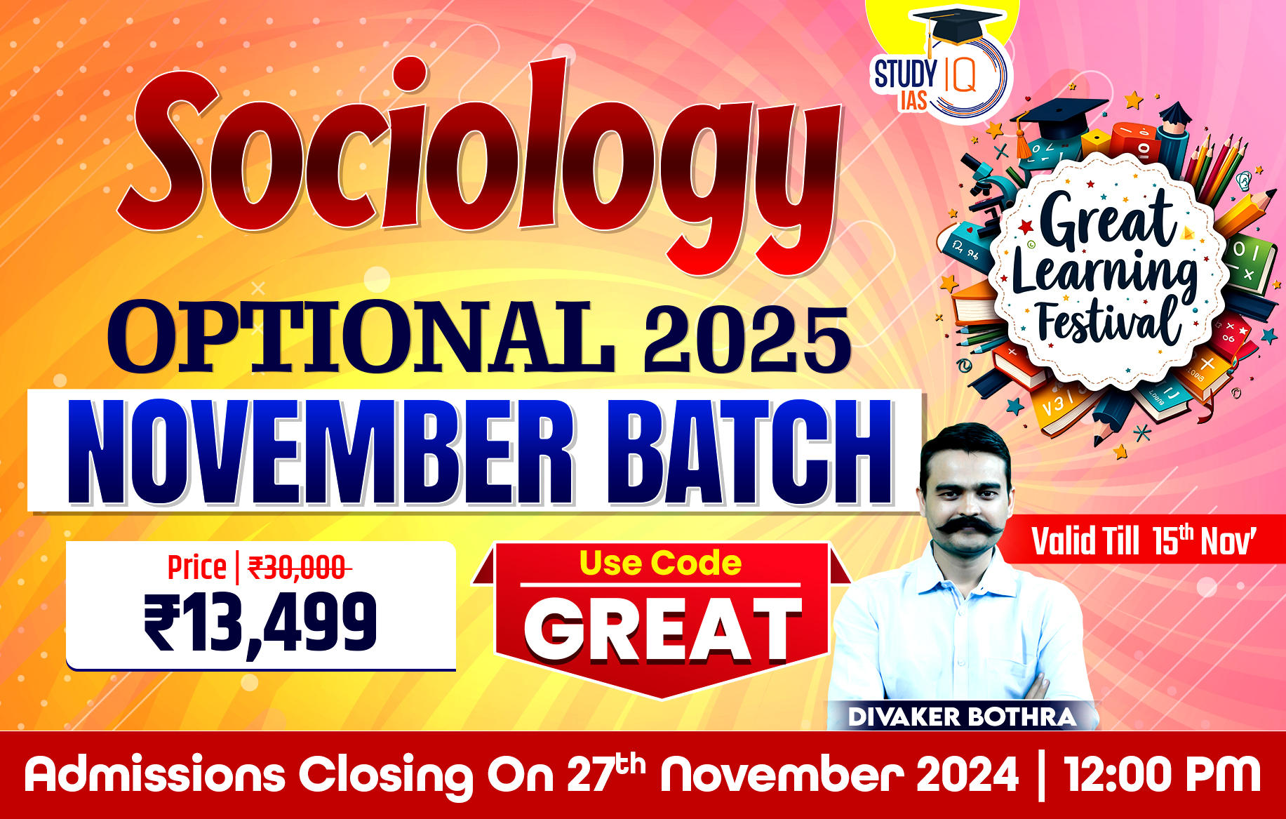 UPSC IAS (Mains) Sociology Optional Live 2025 (Comprehensive) Pratigya+ November Batch