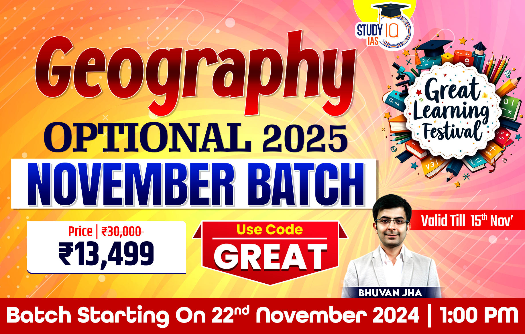 UPSC IAS (Mains) Geography Optional Live 2025 (Comprehensive) November Batch