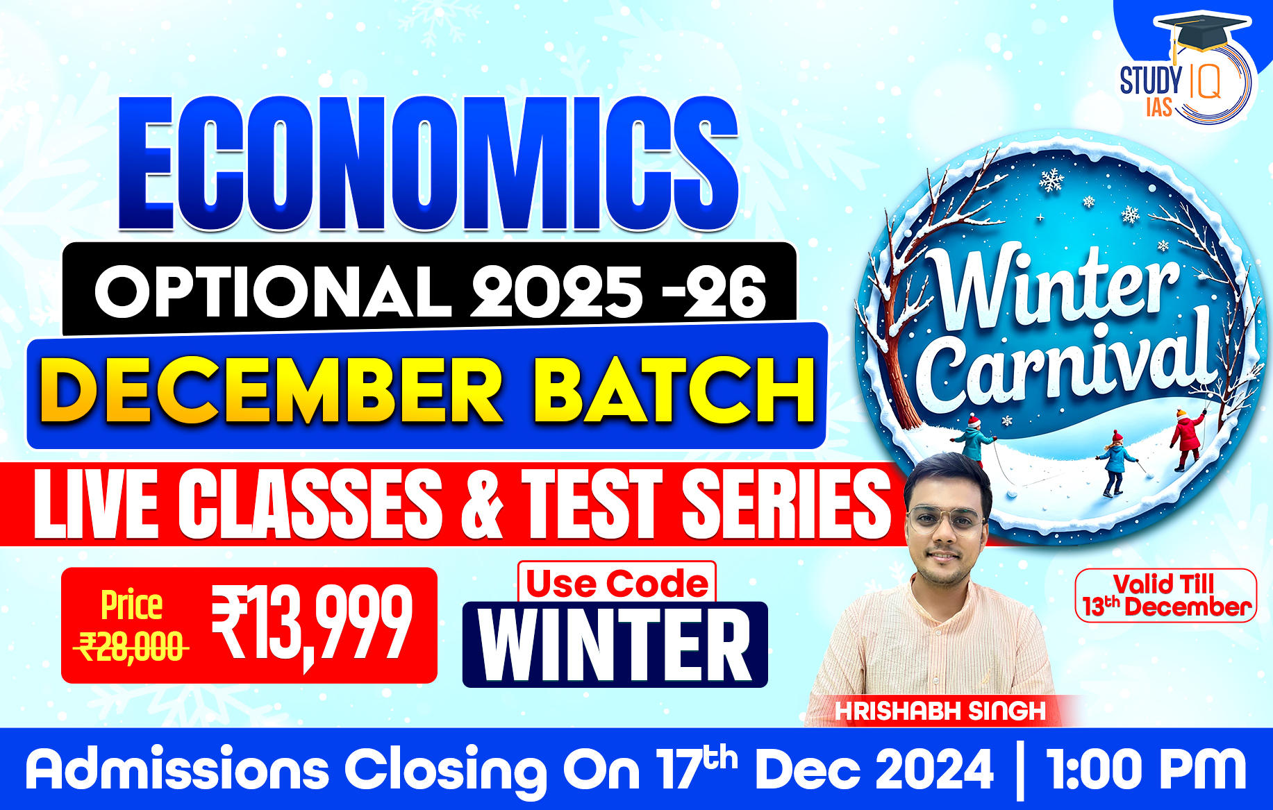 UPSC IAS (Mains) Economics Optional Live 2025 December Batch