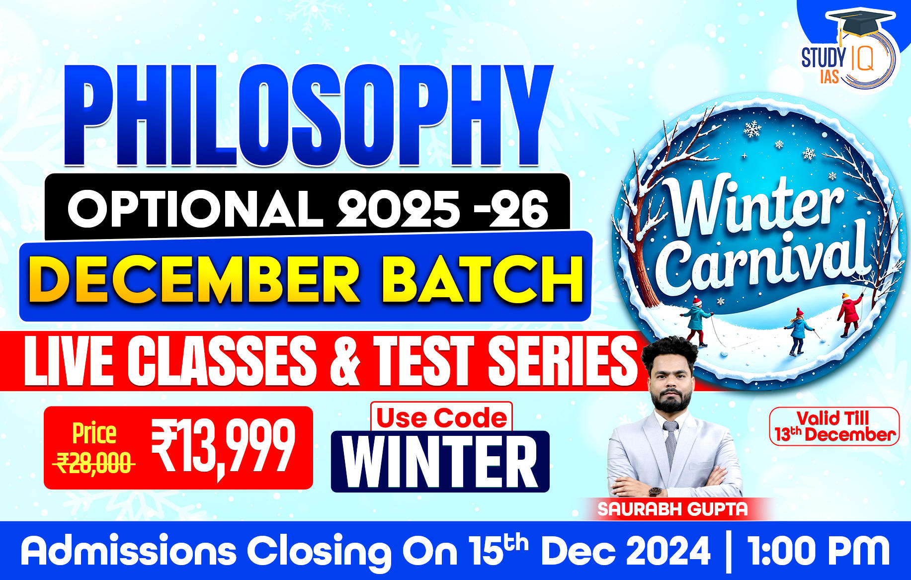 UPSC IAS (Mains) Philosophy Optional Live 2025 (Comprehensive) December Batch