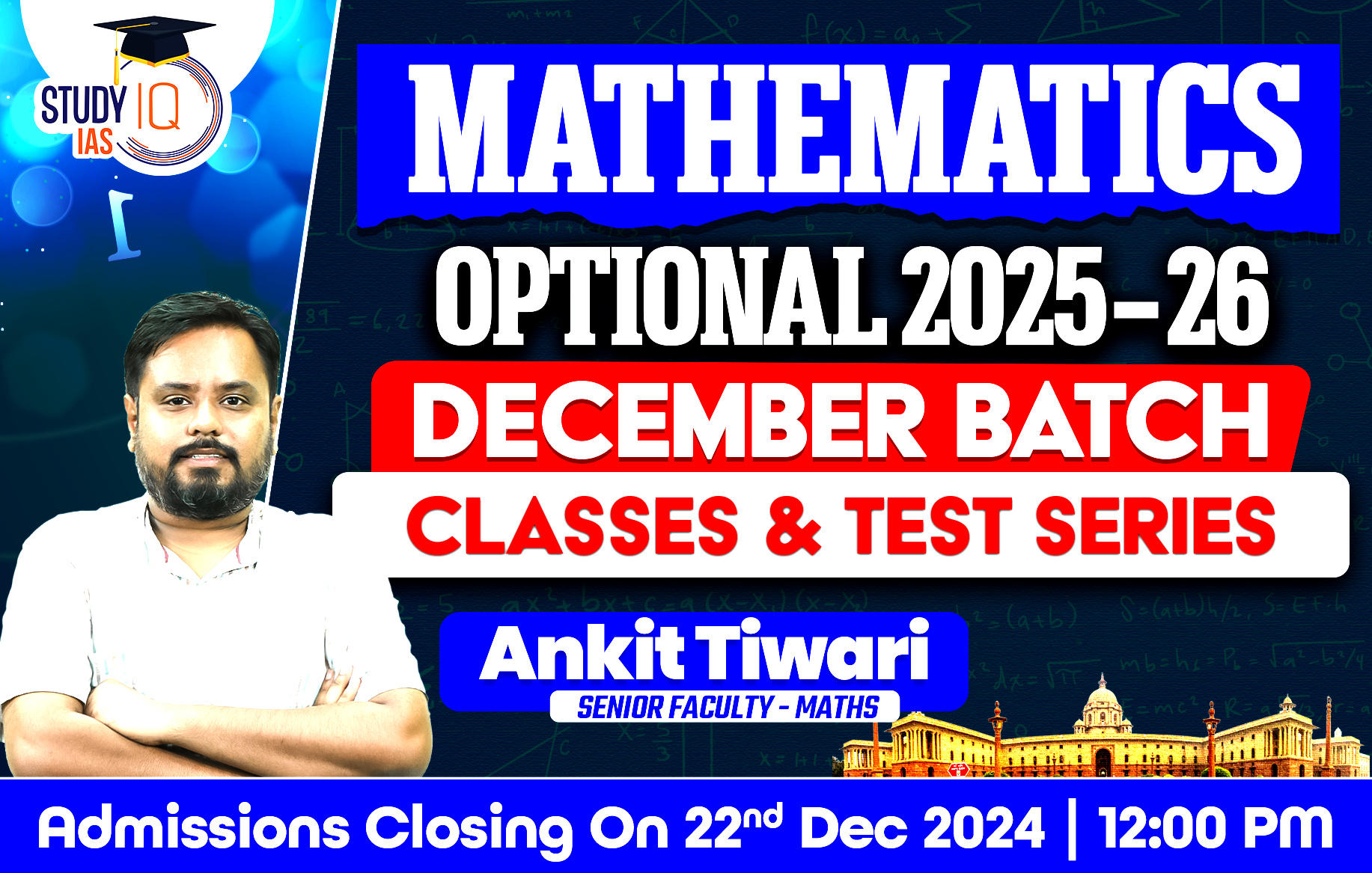 UPSC IAS (Mains) Mathematics Optional Live 2025-2026 (Comprehensive) December Batch