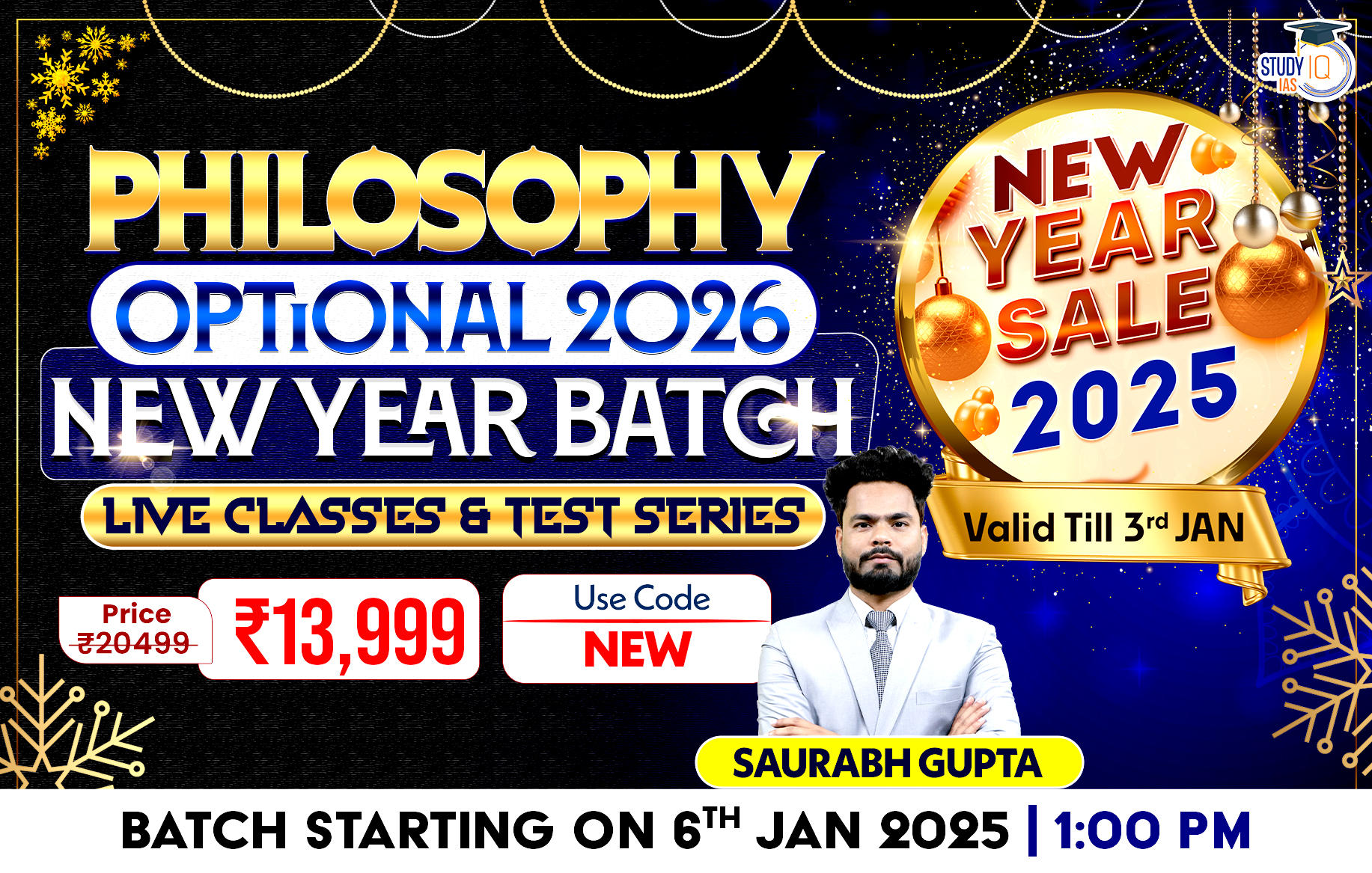 UPSC IAS (Mains) Philosophy Optional Live 2026 (Comprehensive) New Year Batch