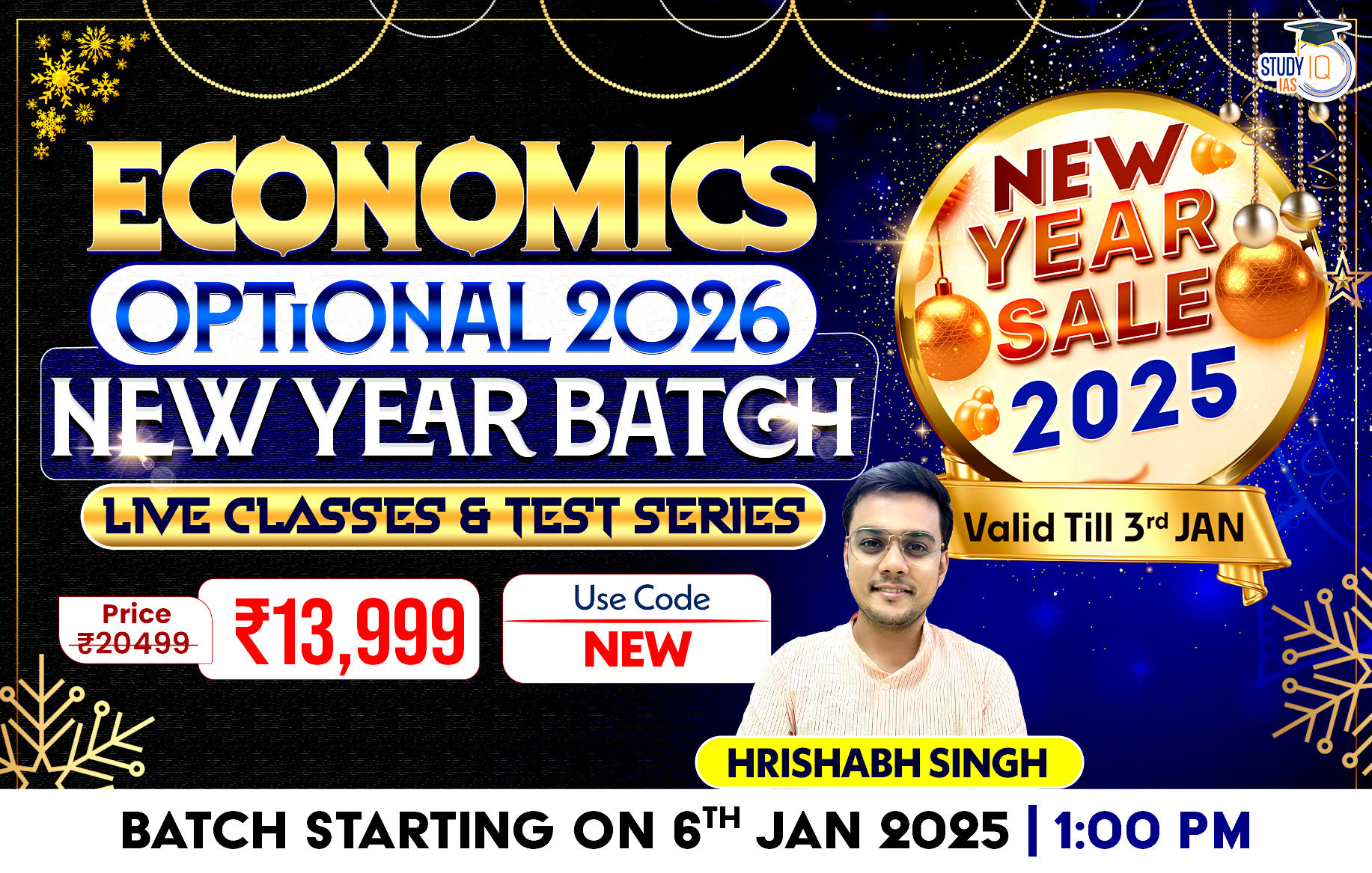 UPSC IAS (Mains) Economics Optional Live 2026 (Comprehensive) New Year Batch