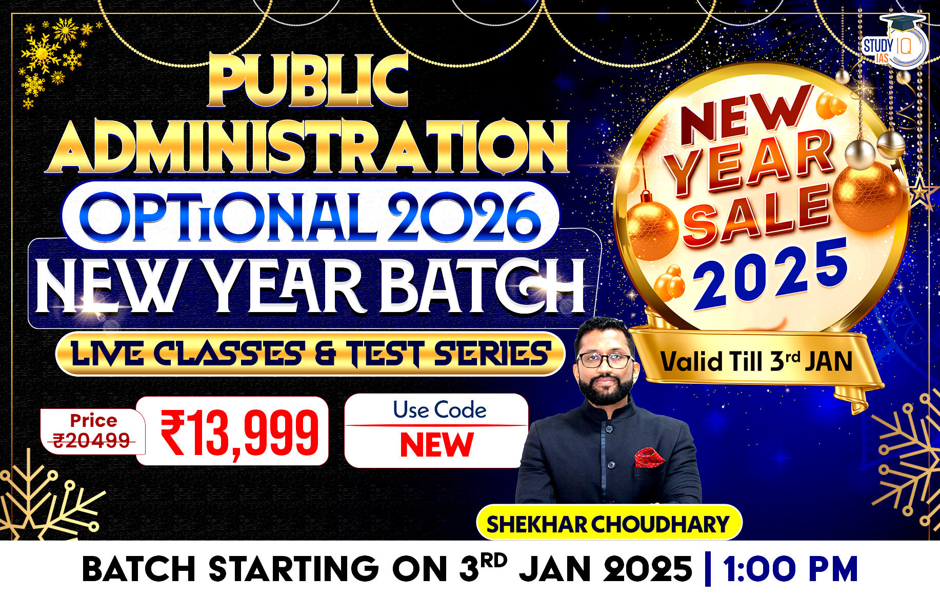 UPSC IAS (Mains) Public Administration Optional Live 2026 (Comprehensive) New Year Batch