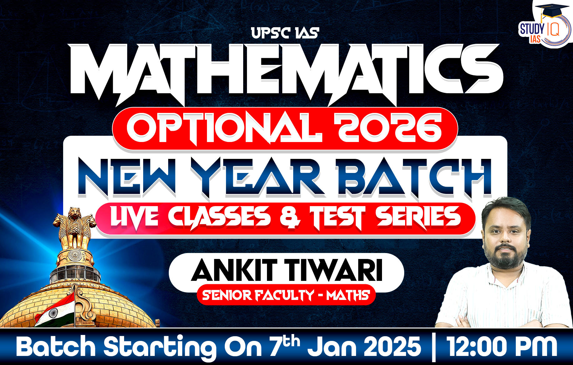 UPSC IAS (Mains) Mathematics Optional Live 2026 (Comprehensive) New Year Batch