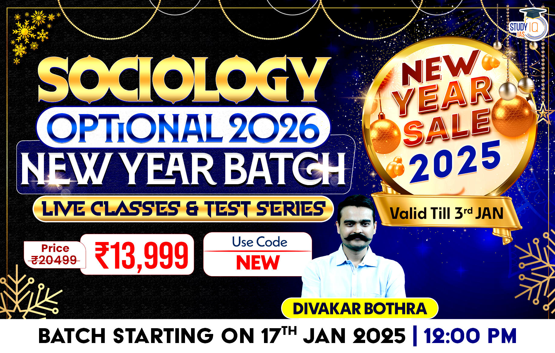 UPSC IAS (Mains) Sociology Optional Live 2026 (Comprehensive) New Year Batch