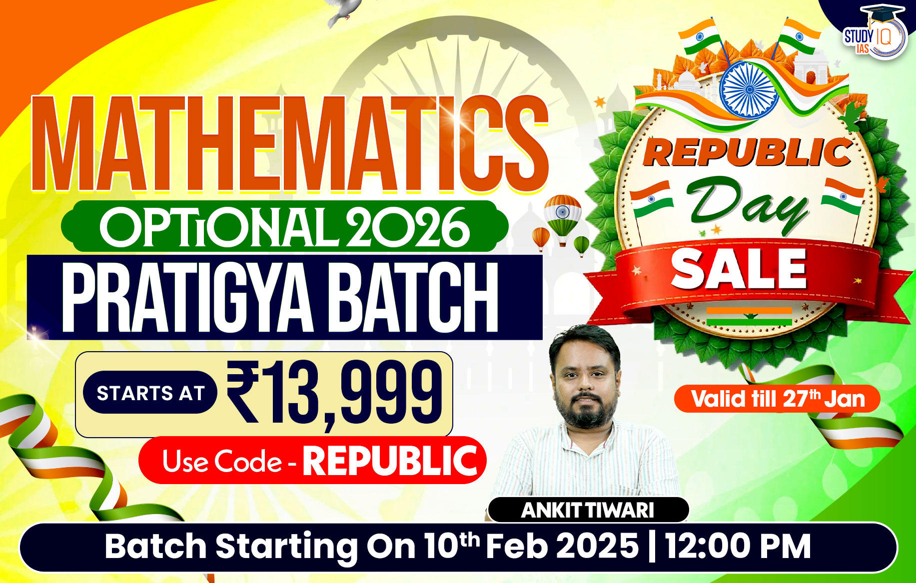 UPSC IAS (Mains) Mathematics Optional Live 2026 (Comprehensive) Pratigya Batch