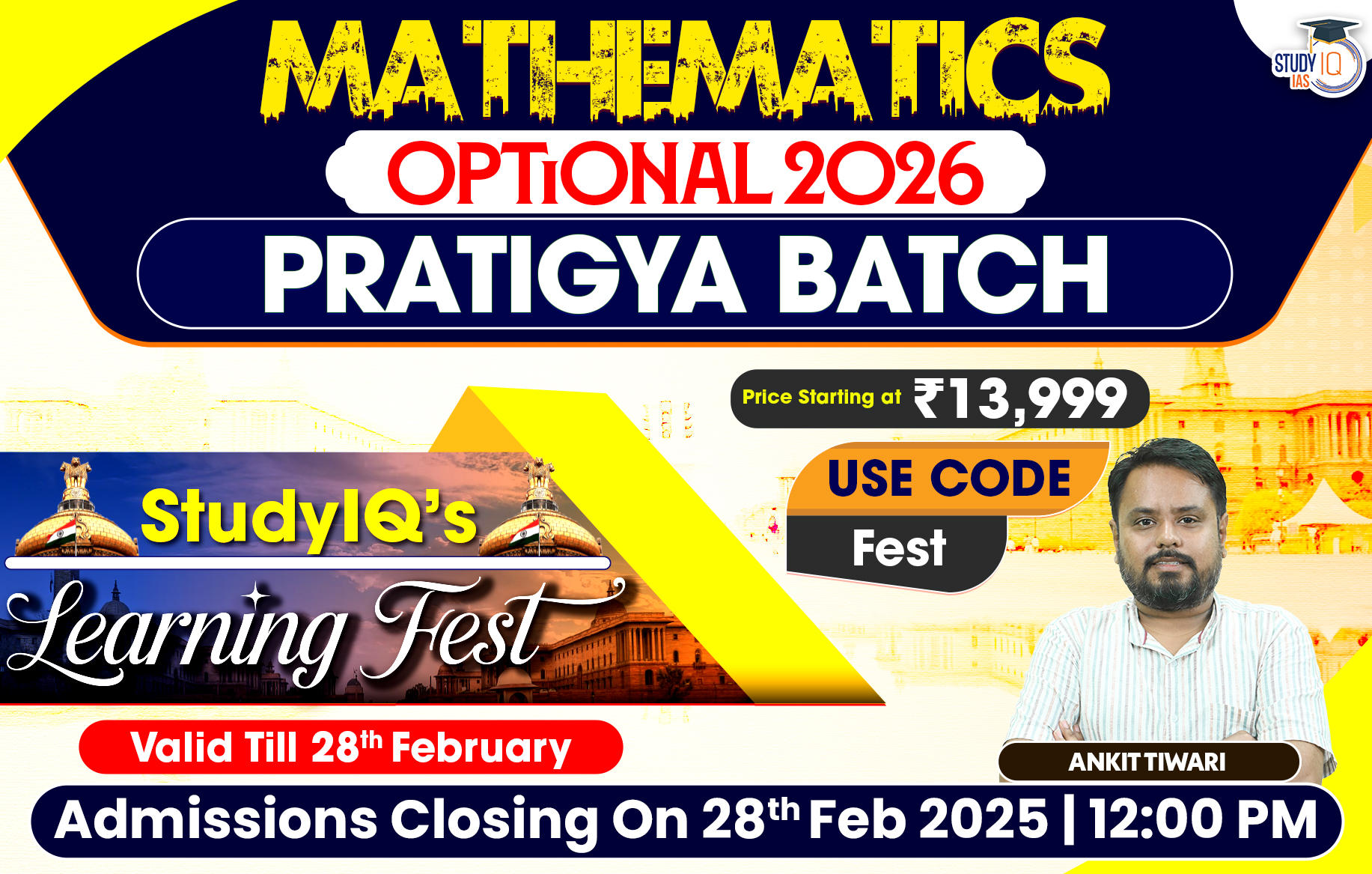 UPSC IAS (Mains) Mathematics Optional Live 2026 (Comprehensive) Pratigya Batch