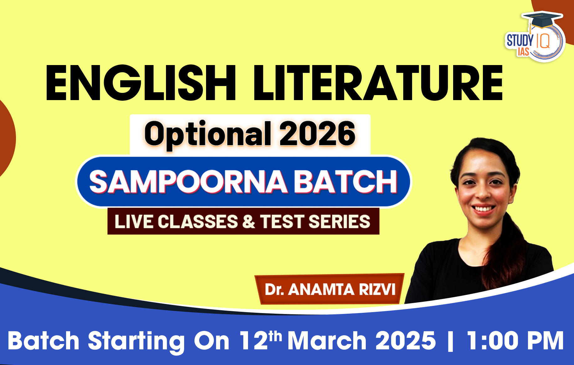 UPSC IAS (Mains) English Literature Optional Live 2026 (Comprehensive) Sampoorna Batch