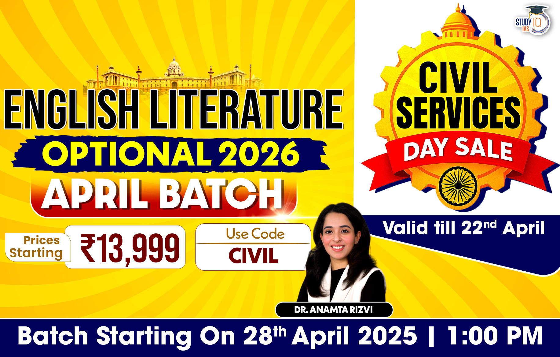 UPSC IAS (Mains) English Literature Optional Live 2026 (Comprehensive) April Batch