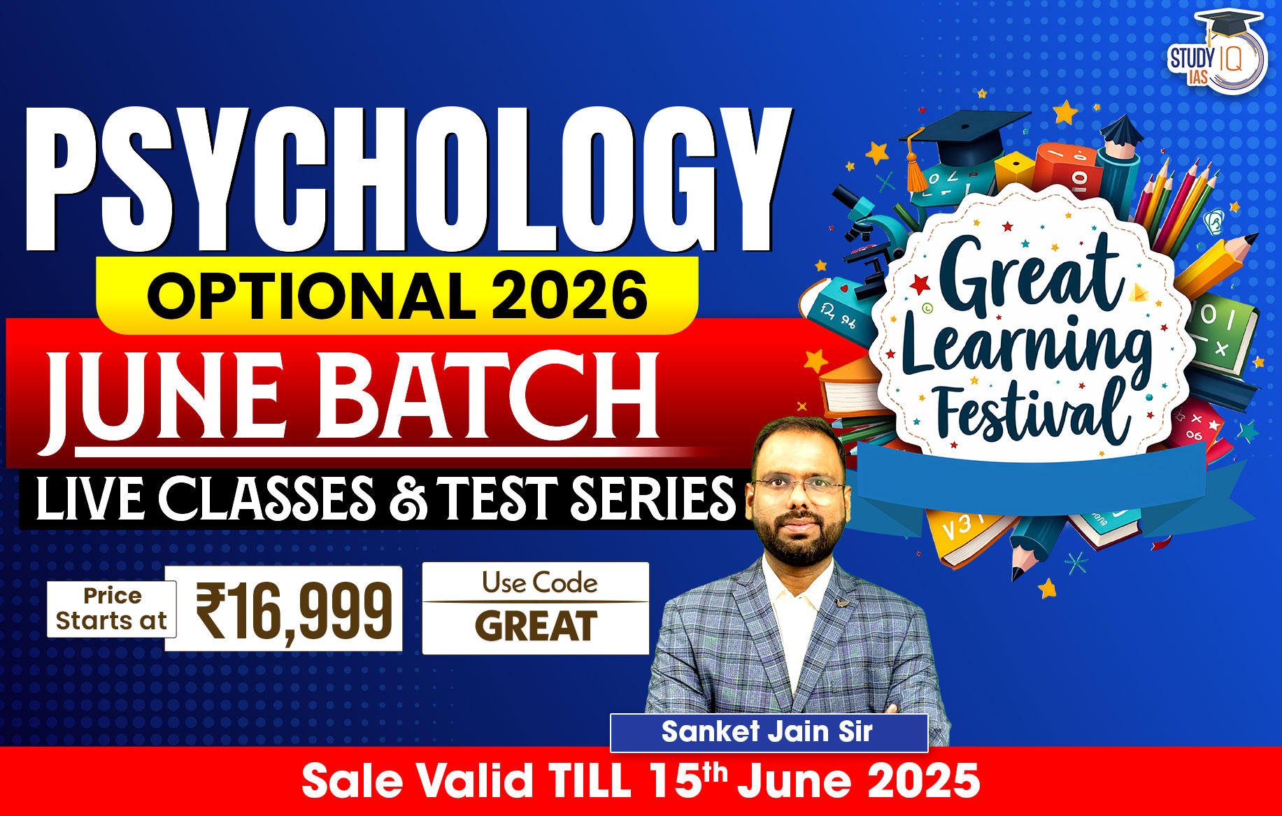 UPSC IAS (Mains) Psychology Optional Live 2026 (Comprehensive) June Batch