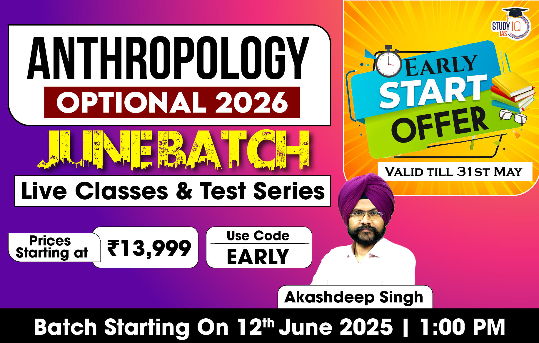 UPSC IAS (Mains) Anthropology Optional Live 2026 (Comprehensive) June Batch By Akashdeep Singh