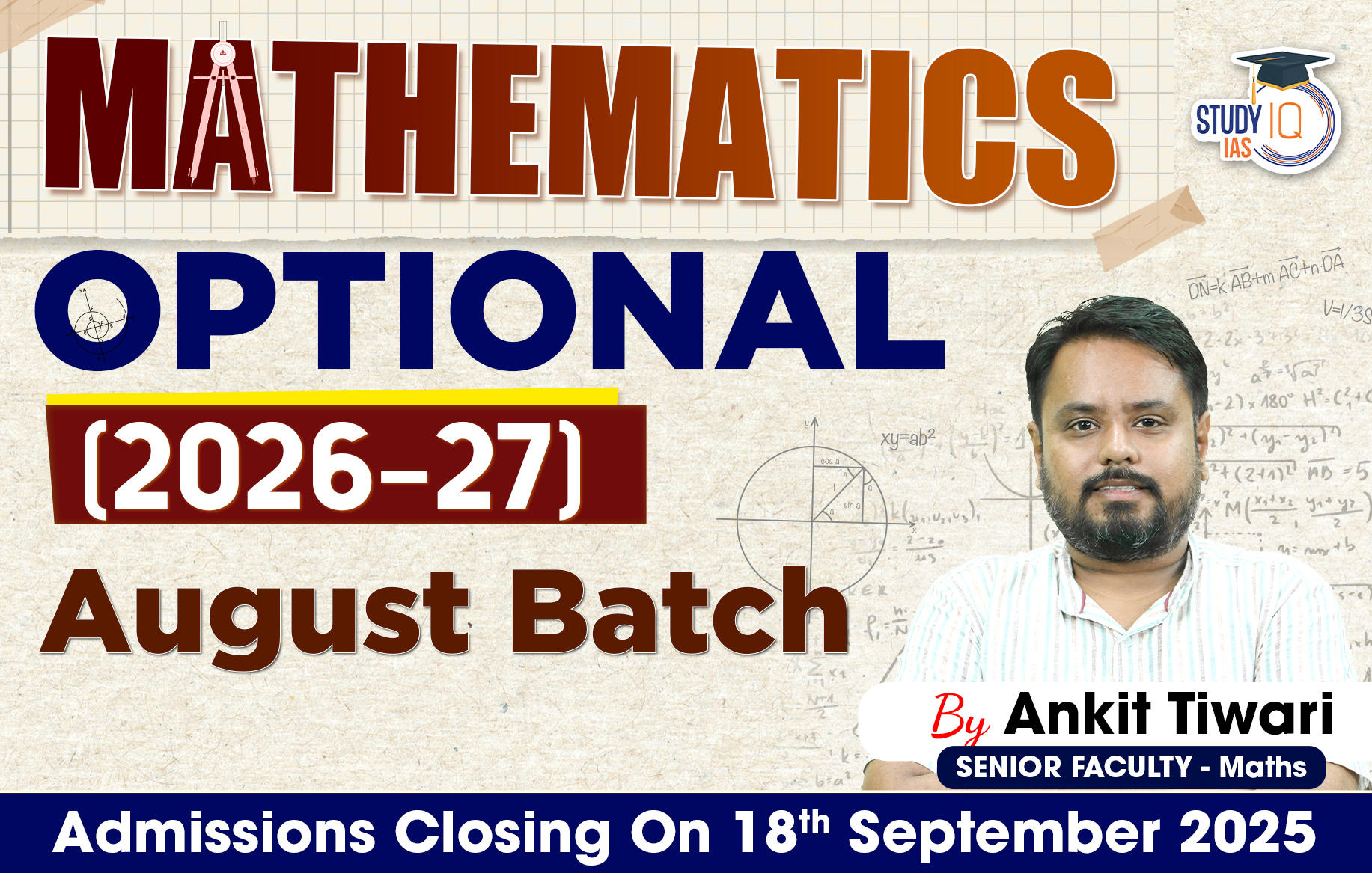 UPSC IAS (Mains) Mathematics Optional Live 2026-27 (Comprehensive) August Batch By Ankit Tiwari