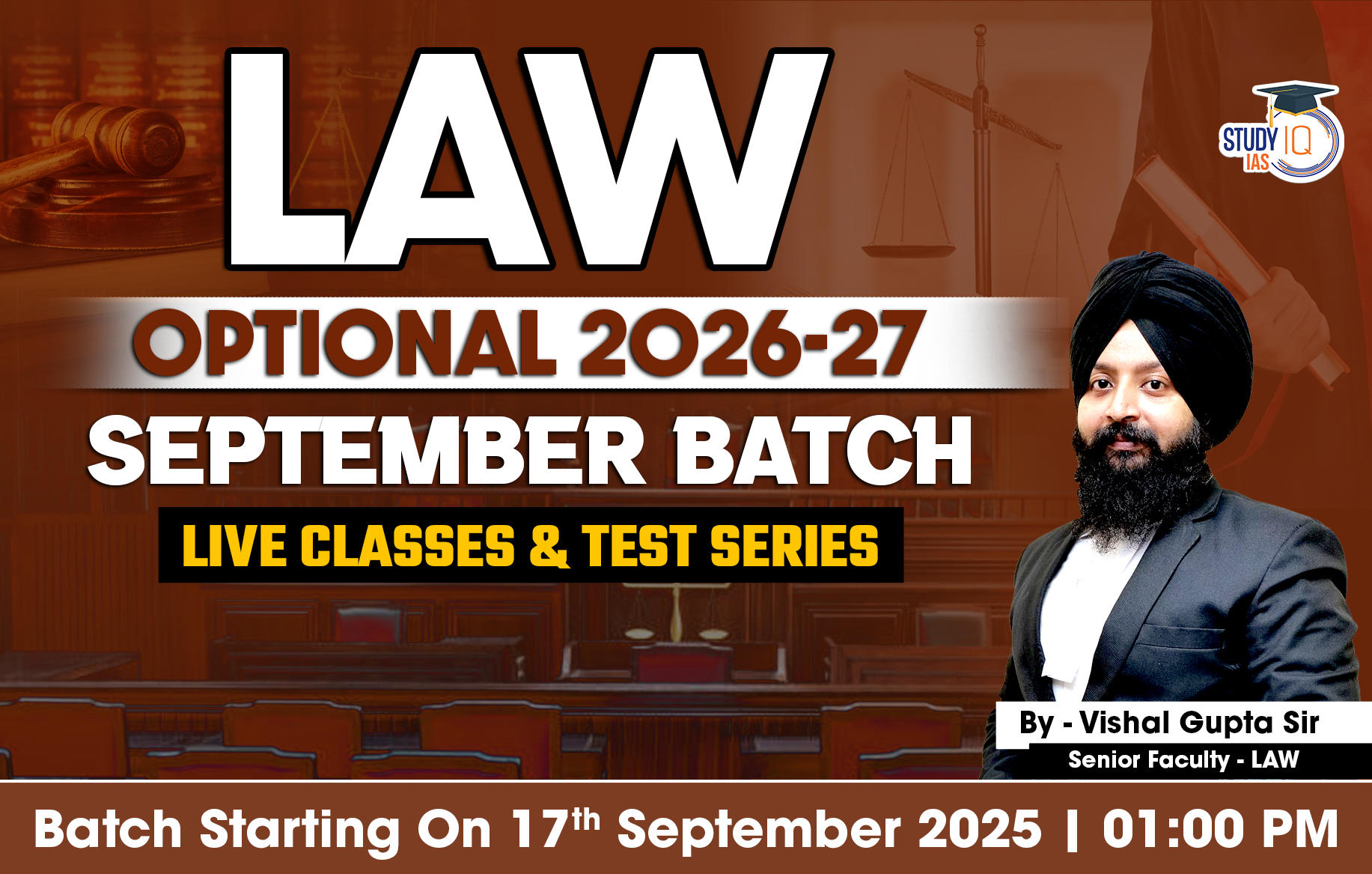 UPSC IAS (Mains) Law Optional Live 2026-27 September Batch By Vishal Gupta