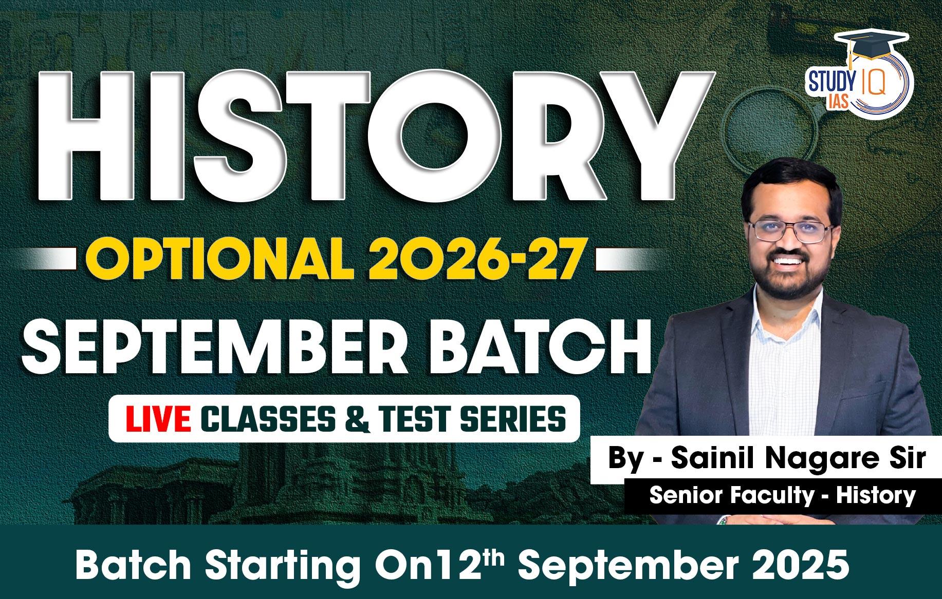 UPSC IAS (Mains) History Optional Live 2026-27 (Comprehensive) September Batch By Sainil Nagare